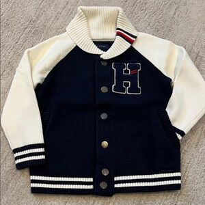 Tommy Hilfiger Navy and Cream Kids Sweater